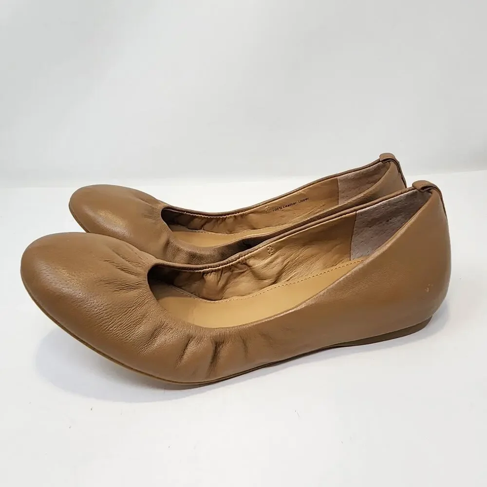 J Crew Women Anya Tan Leather Ballet Flats Size 9 Slip On Shoes Classic Neutral - Picture 4 of 9